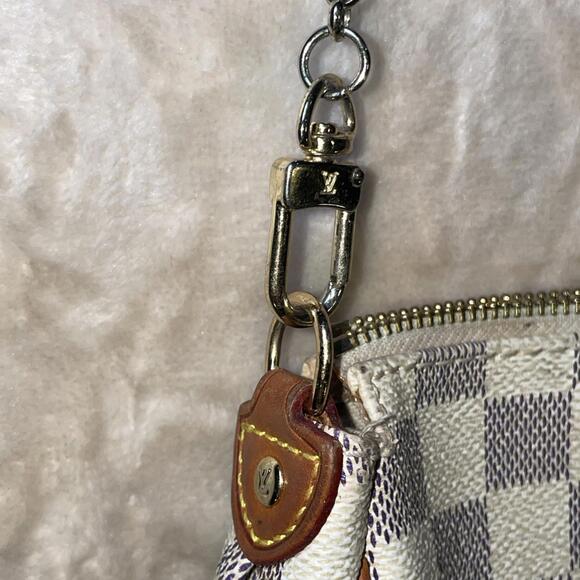 LOUIS VUITTON Eva Shoulder Handbag Damier Azur canvas White Used Women LV *FLAW* - Picture 10 of 17